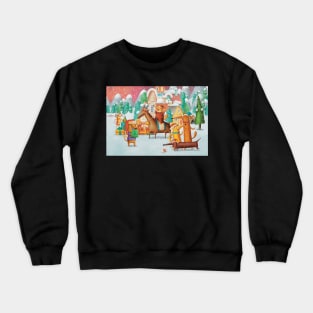 Cute Christmas Jigsaw puzzle from the Winter dog village Crewneck Sweatshirt